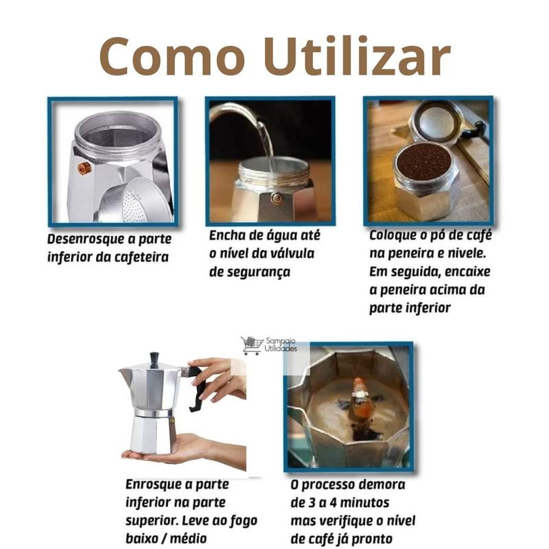 Cafeteira Italiana Moka Express Faz 3 Xícaras Café Aço Inox - Top